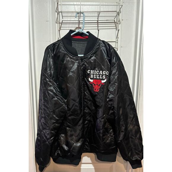 Vintage Y2k NBA G-III Bulls Reversible Jacket 5XL Patches Snap Button Carl Banks - Picture 3 of 10